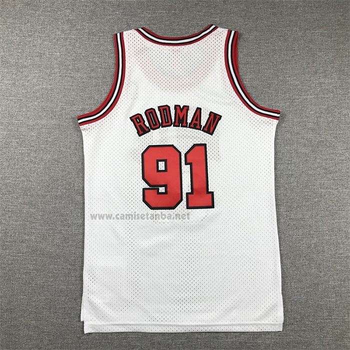 Camiseta Nino Chicago Bulls Dennis Rodman NO 91 Mitchell & Ness 1997-98 Blanco